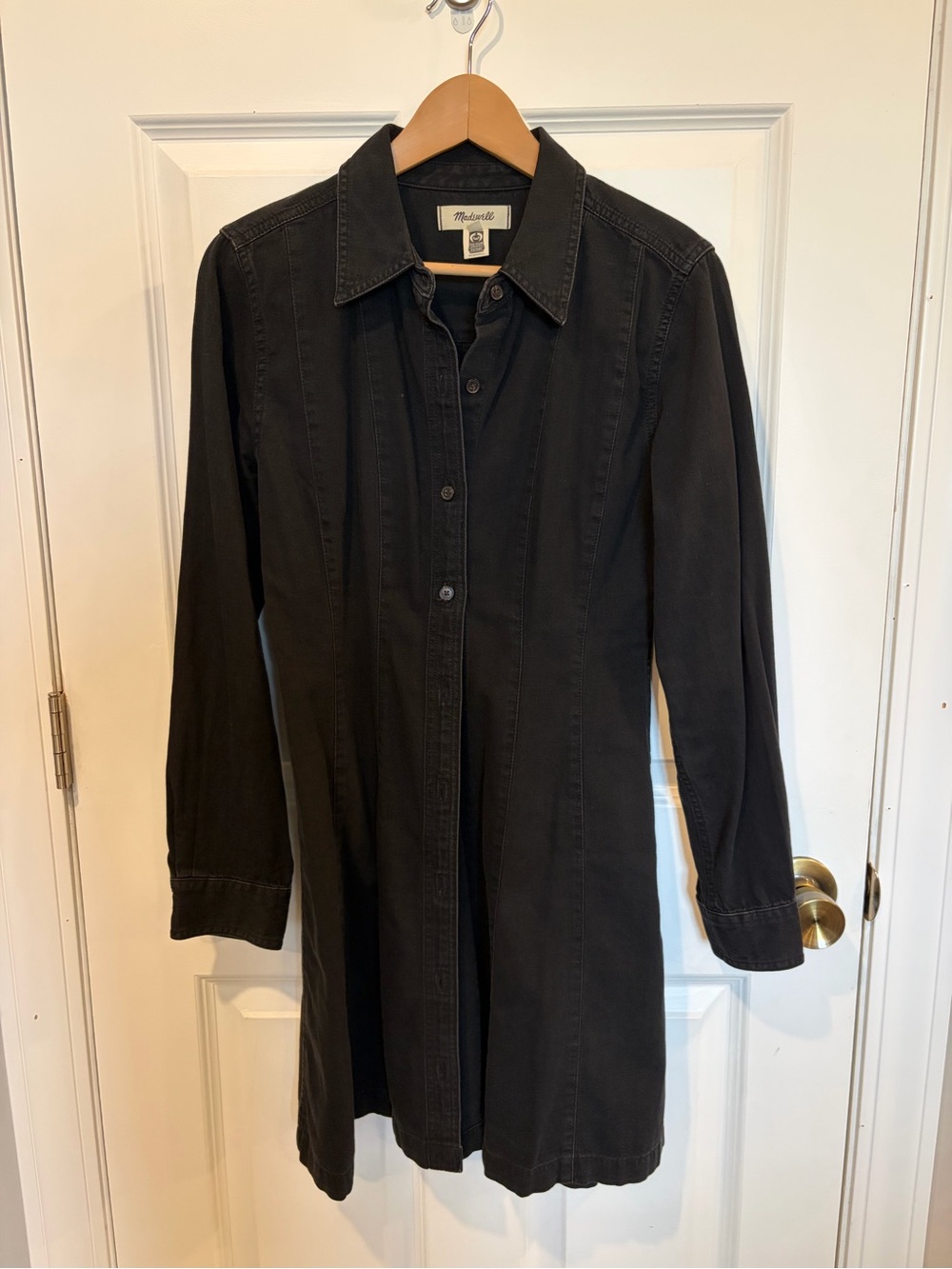 Madewell Black Button-Front Mini Shirt Dress
